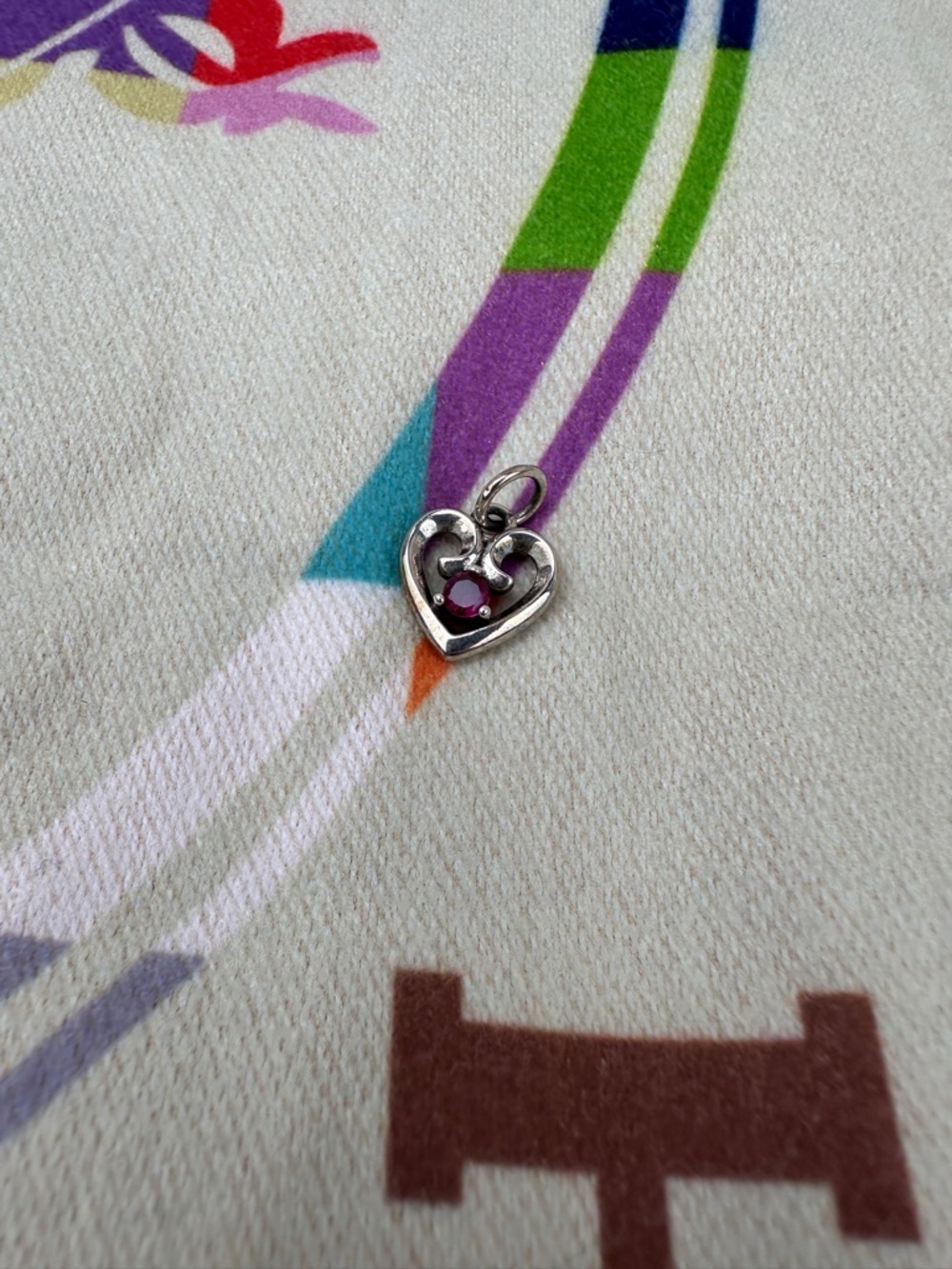Red Lab Garnet Stone Sterling Silver Delicate Heart Charm Birthstone